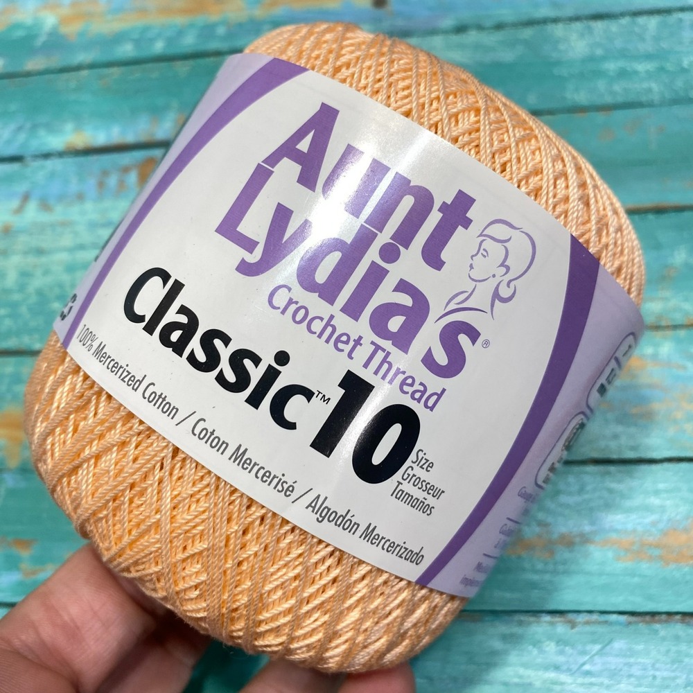Aunt Lydia’s Classic 10 Crochet Thread Light Peach 0424 350 Yd Mercerized Cotton